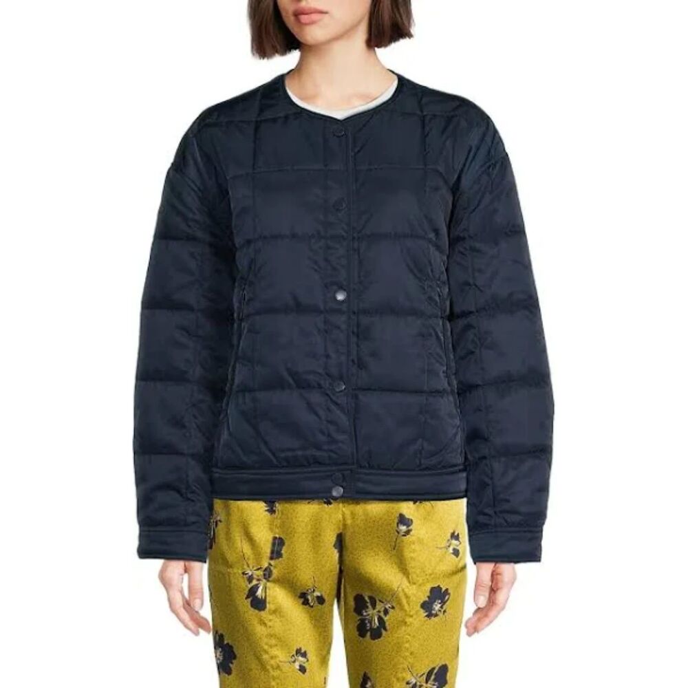 Rebecca Minkoff women Navy Blue Lightly Insulated Quilted Jacket size Large $228